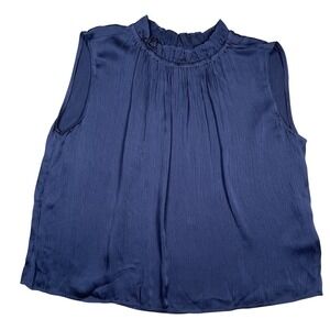 Velvet By Graham & Spencer Women's Navy Crinkled Viscose Kiana Top Sz‎ XS Blouse